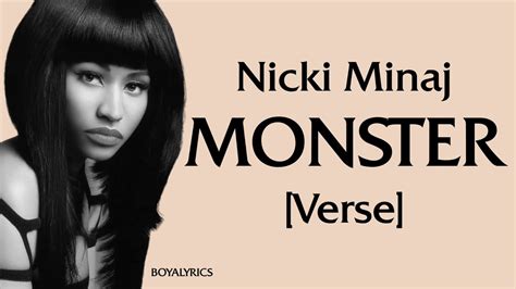 nicki minaj monster lyrics|nicki minaj's verse in monster.